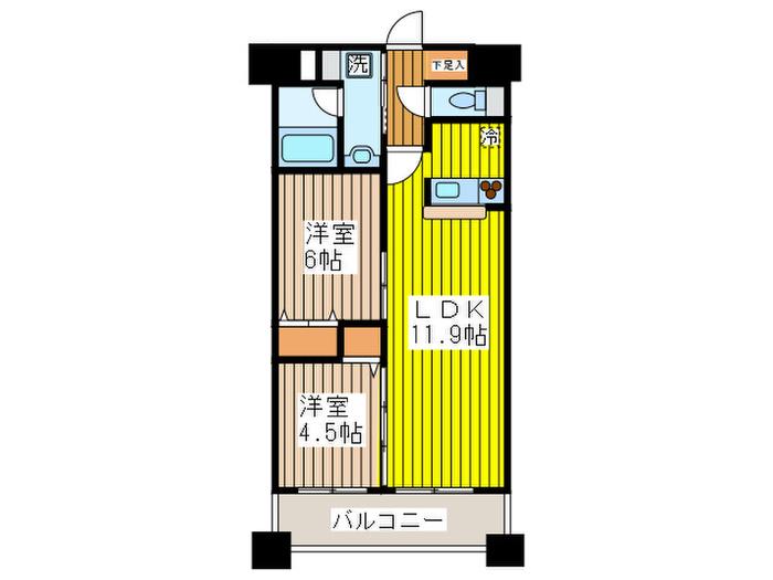 コスモリード西馬込(2LDK/1階)の間取り写真