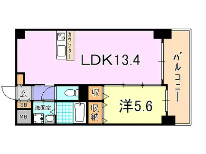 グレンパーク兵庫駅前(1LDK/4階)の間取り写真