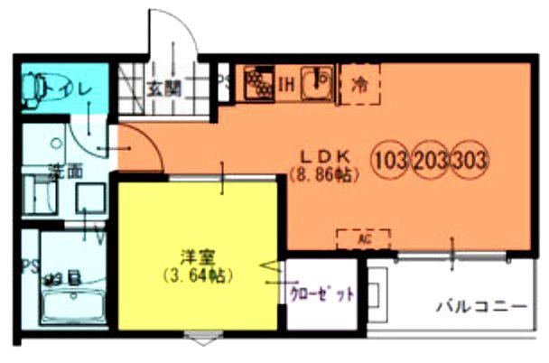 FSTYLE八尾北久宝寺(1LDK/1階)の間取り写真