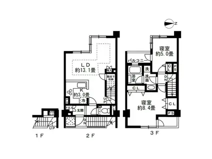オープンレジデンス高輪台(2LDK/2階)の間取り写真