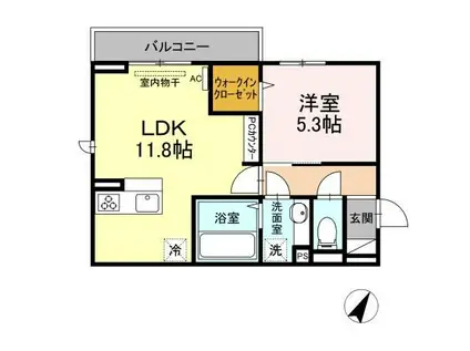 D-ROOM寺家駅前A・B A棟(1LDK/2階)の間取り写真