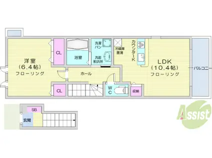 ヒルサイド・NJ(1LDK/2階)の間取り写真