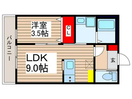 砂新田AP4(1LDK/1階)の間取り写真