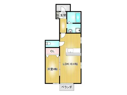 カーサ・フェリーチェA(1LDK/1階)の間取り写真