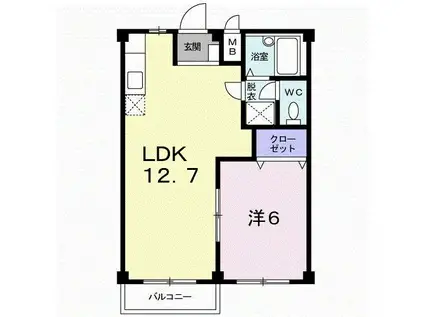 エルディム屋島(1LDK/2階)の間取り写真