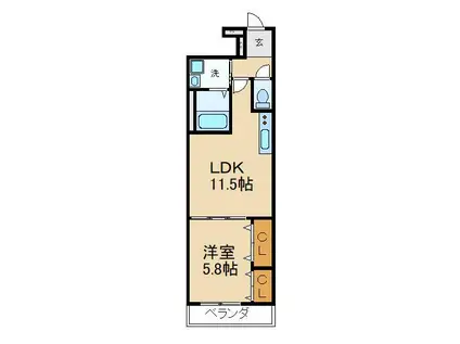 アベニール ラディウ(1LDK/2階)の間取り写真