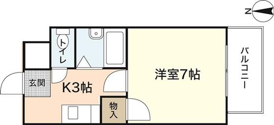 シンフォニー24(1K/2階)の間取り写真