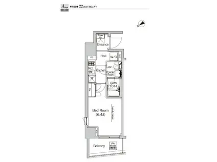 プラウドフラット門前仲町IV(1K/5階)の間取り写真