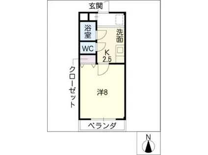 グランドール21(1K/1階)の間取り写真