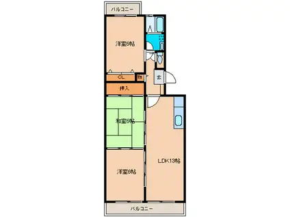 エクセル工藤(3LDK/1階)の間取り写真