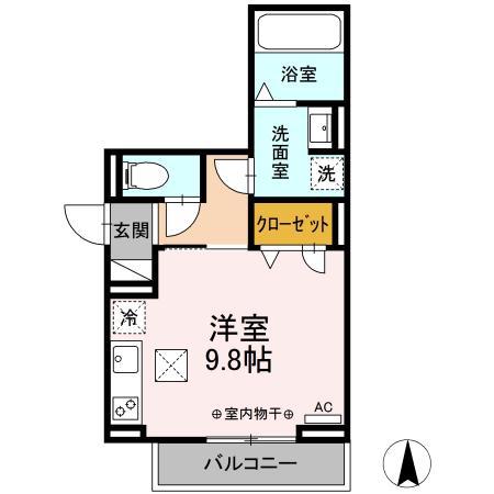 アリヴィオ(ワンルーム/1階)の間取り写真