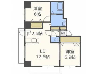 リスペクト北23条(2LDK/6階)の間取り写真
