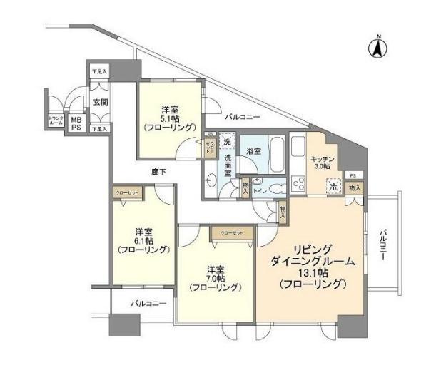 HF白金高輪レジデンス(3LDK/8階)の間取り写真