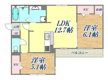ル トレフル(2LDK/1階)の間取り写真