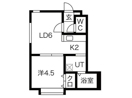 プレシャス新道東(1LDK/2階)の間取り写真
