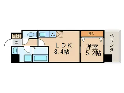 トリニティ小戸(1LDK/5階)の間取り写真
