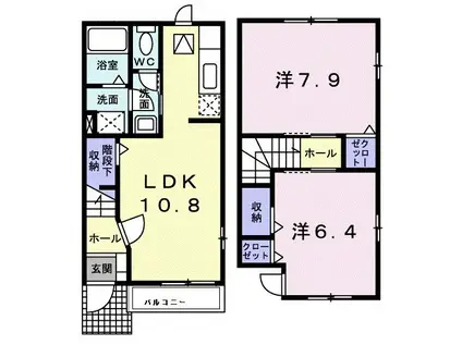 シルク ガーデン A(2LDK/1階)の間取り写真