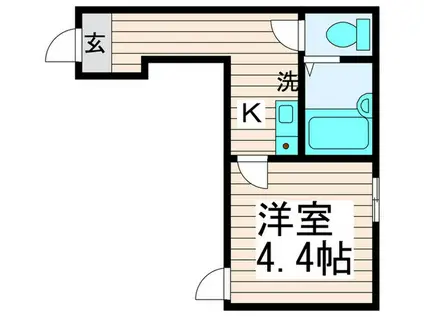 シャンテ谷在家(1K/2階)の間取り写真