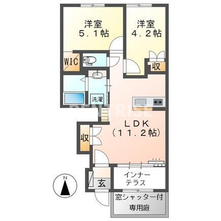 リーリエ(2LDK/1階)の間取り写真