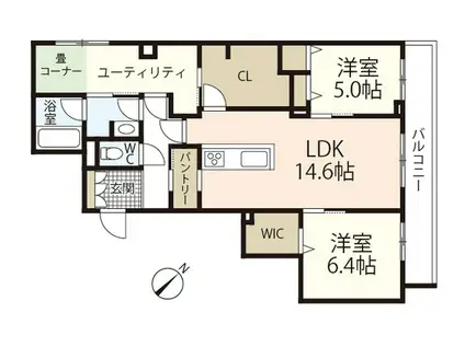 HELIANTHE南幸町(2LDK/2階)の間取り写真