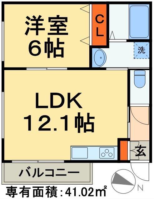 メゾン萩台(1LDK/1階)の間取り写真