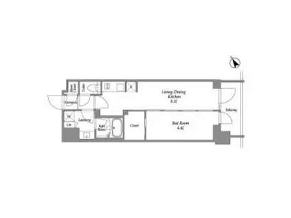 シーズンフラッツ大森西(1LDK/4階)の間取り写真