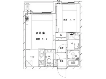 MESIG GREEN(1LDK/1階)の間取り写真