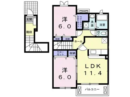 ポエム・アイC(2LDK/2階)の間取り写真