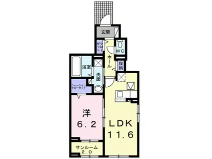 桃李館III(1LDK/1階)の間取り写真