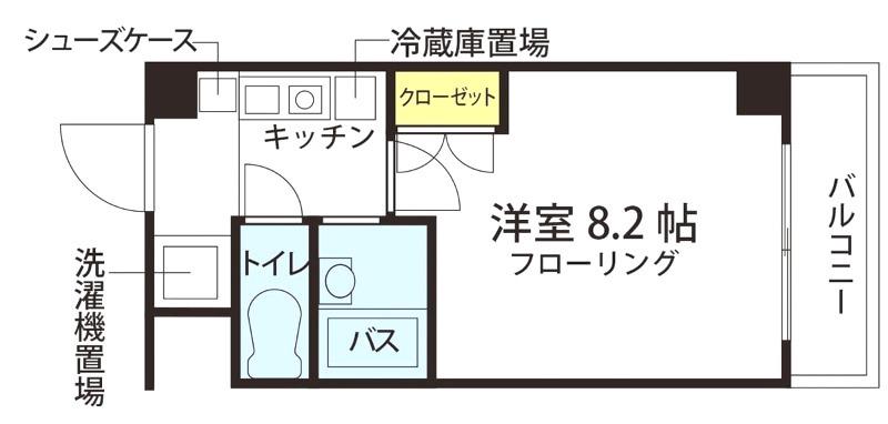 サンビレッジ(1K/4階)の間取り写真