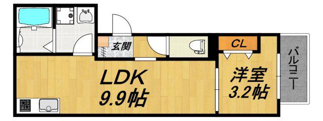 LE COCON 江南III(1LDK/1階)の間取り写真