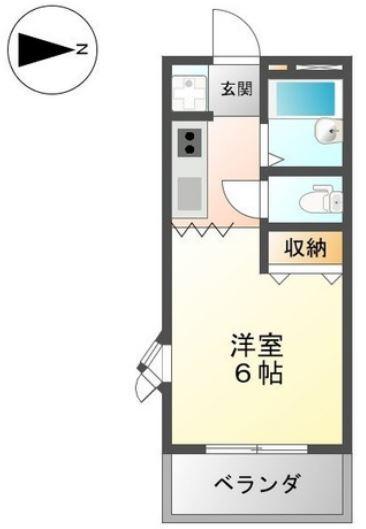 エスポワール老松(1K/2階)の間取り写真