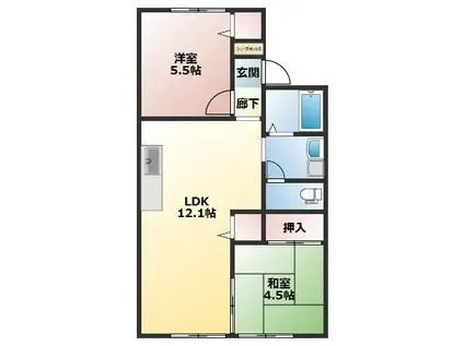 MISTRAL神戸西(2LDK/1階)の間取り写真