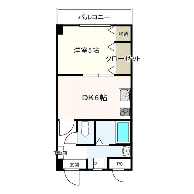 マンション美苑(1DK/5階)の間取り写真