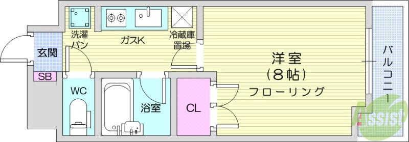 コージーコートこもれび館(1K/1階)の間取り写真