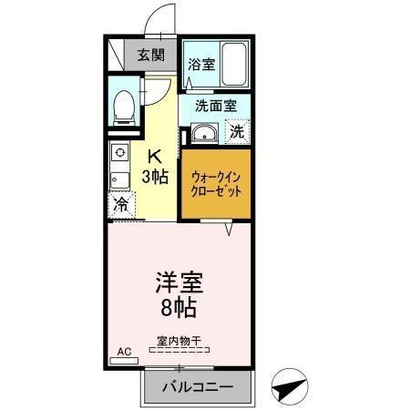 プランドール今宿(1K/2階)の間取り写真