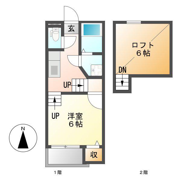 CREO荒子壱番館(1K/2階)の間取り写真