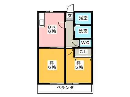 ゆうあい(2DK/1階)の間取り写真