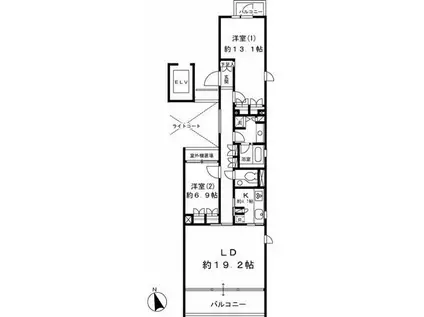 パークハウス等々力 イースト棟(2LDK/2階)の間取り写真