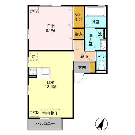 グランジェ II(1LDK/2階)の間取り写真