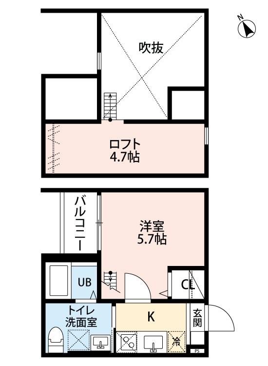 MAISON FAR 小本(1K/2階)の間取り写真