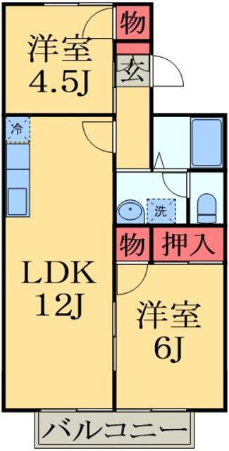 エミーハイツ(2LDK/2階)の間取り写真