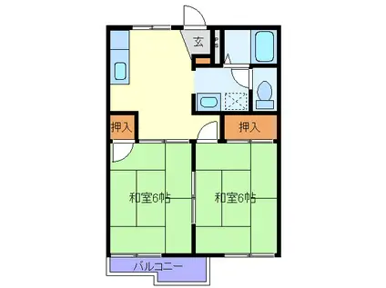 ラプラス植松I(2DK/2階)の間取り写真