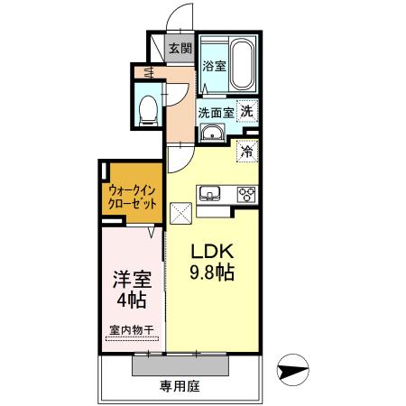 ワイロード(1LDK/1階)の間取り写真