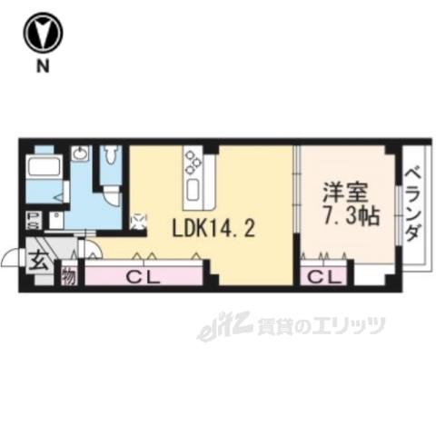 MORE河原町Ⅱ(1LDK/1階)の間取り写真