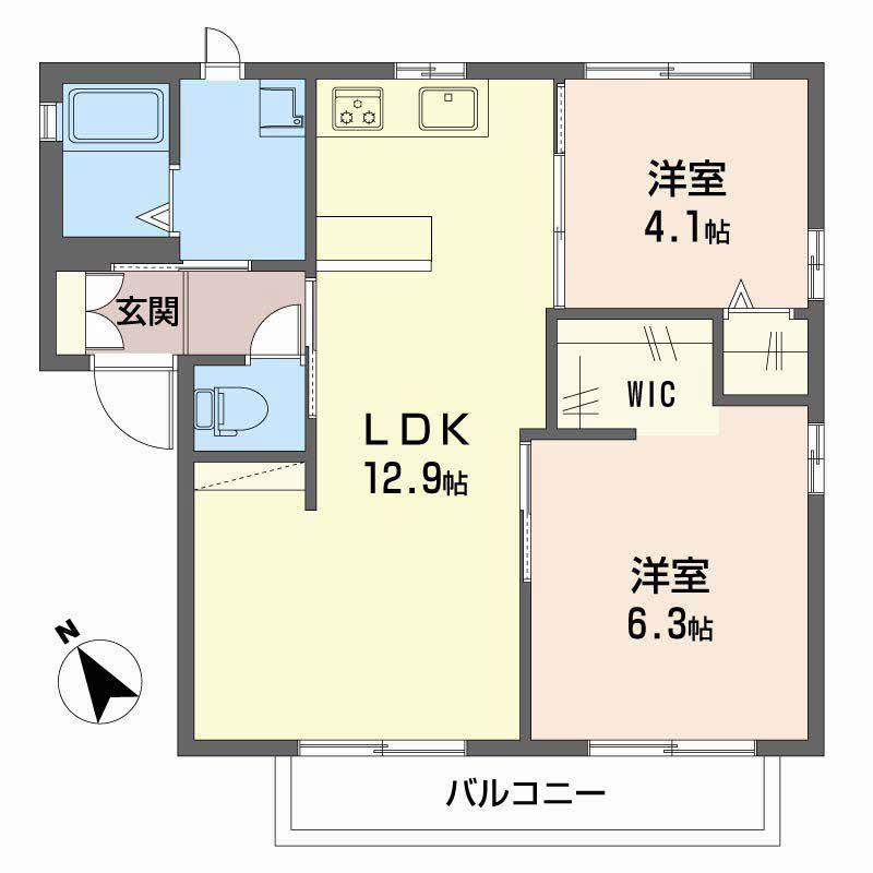 ツインコーポ三宅B棟(2LDK/2階)の間取り写真