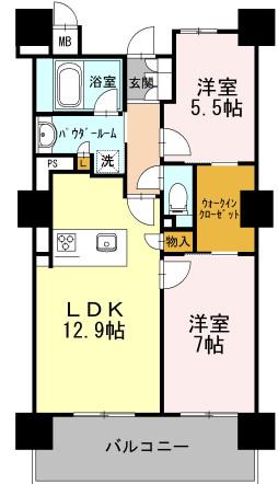 ロイヤルパークスERささしま サウス(2LDK/16階)の間取り写真