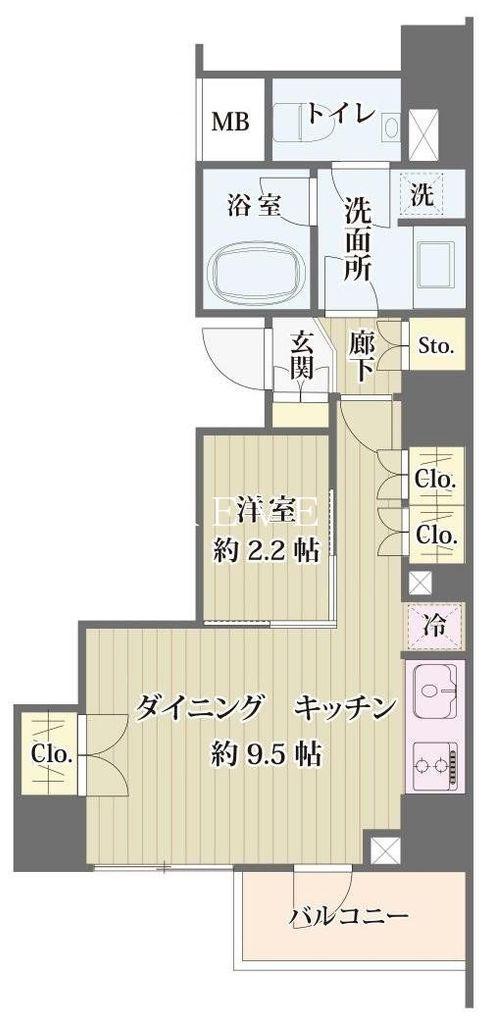 IBIS市ヶ谷(1LDK/3階)の間取り写真