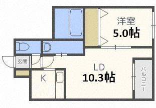 PERFECT PARTNER RESIDENCE A棟(1LDK/3階)の間取り写真