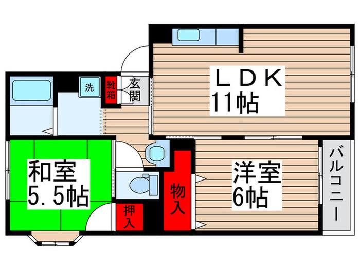 アルシュハルミNO.1(2LDK/3階)の間取り写真